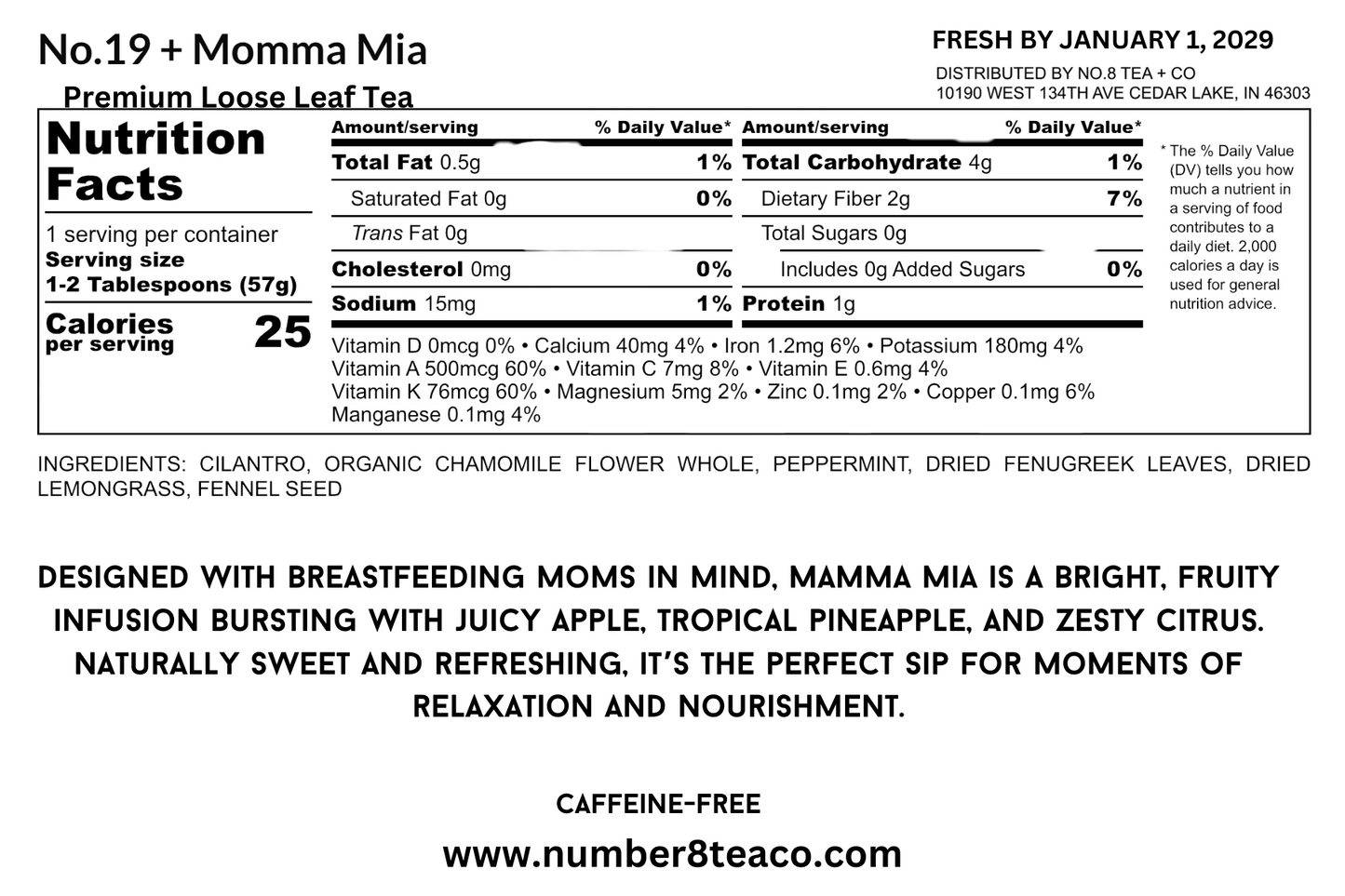 No.19 + Herbal Mamma Mia - Tisane for Nursing Mothers - Loose Leaf Tea