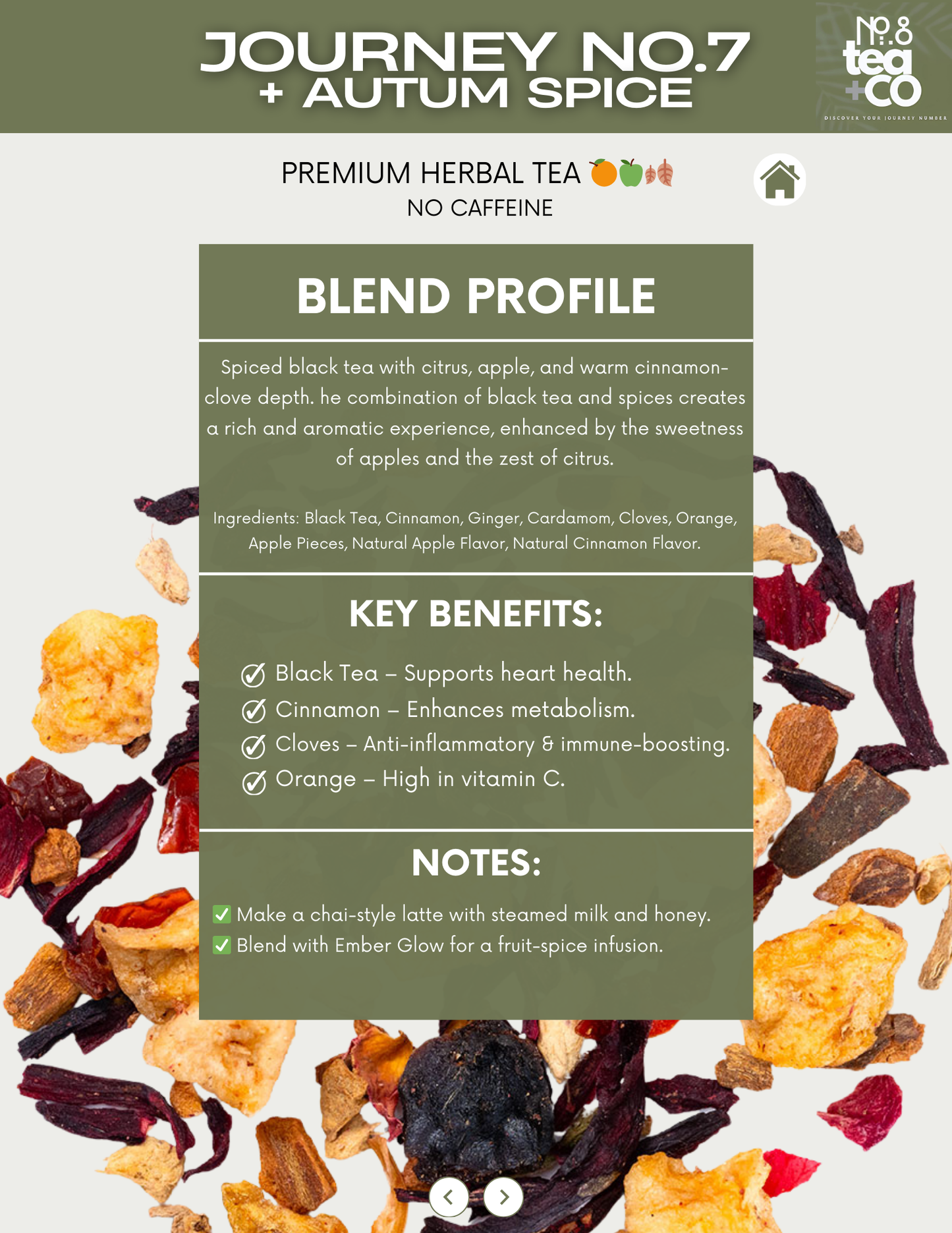 No.7 + Autumn Spice- Apple Tea Natures Finest Ingredients - Loose Leaf Tea