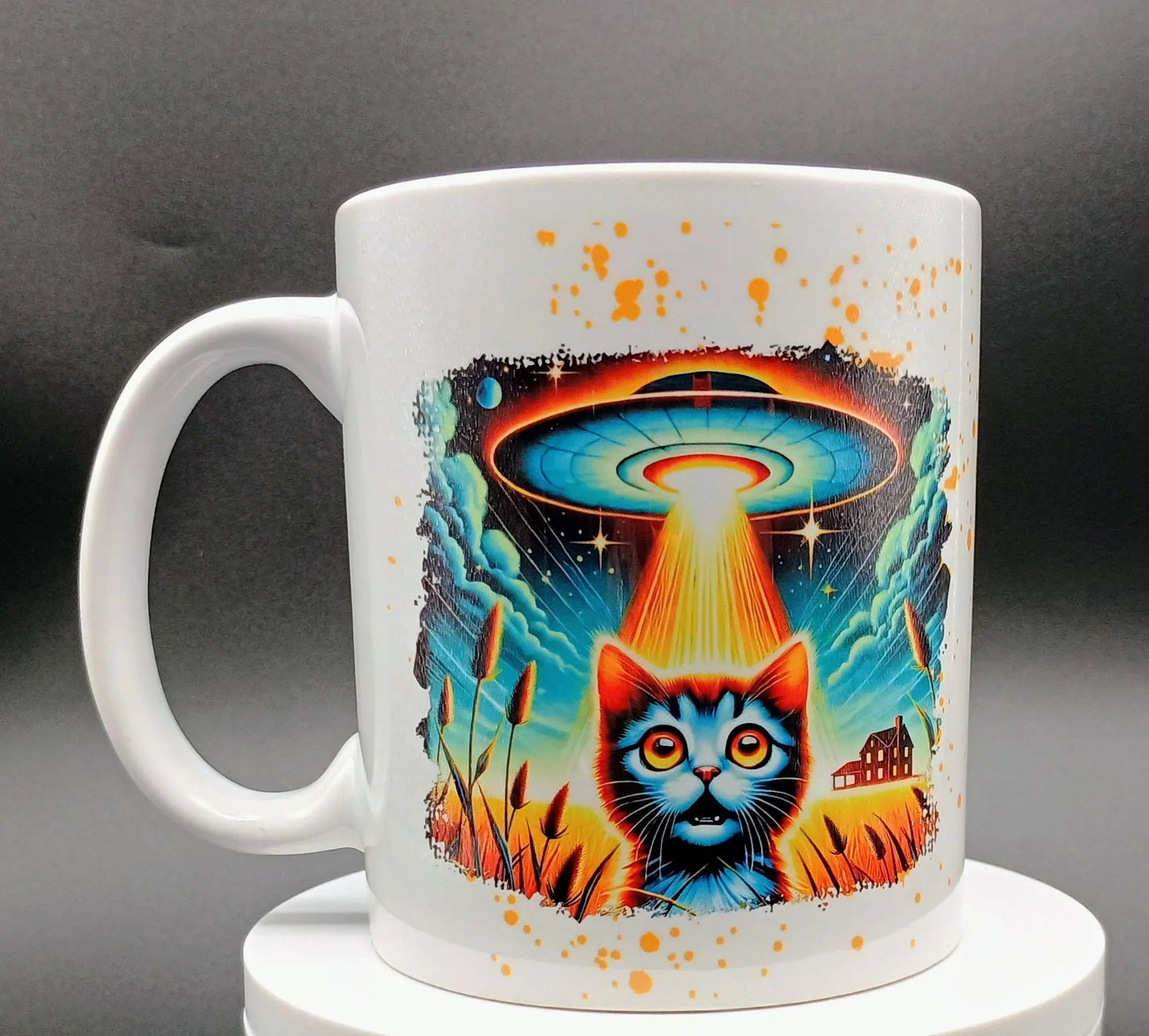 Cat UFO Abduction Mug 11oz - Funny Cosmic Cat Gift